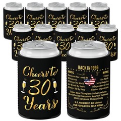 Xumbtvs 30th Birthday Decorations Vintage 1996 12 Pcs Neoprene Can Coolers