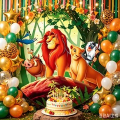Round Backdrop Cover Lion King Simba Photography Birthday Party Background Prop