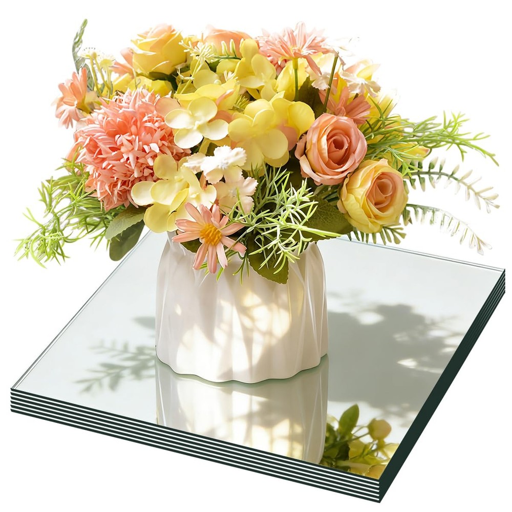 6 PCS Square Mirrors Centerpieces Tables 8″ Acrylic Tray Candle Plates