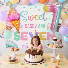 Sweet Sassy and Seven 7Th Birthday Decorations for Girls 7 Year Old Birthday Par