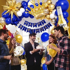 121pcs Royal Blue Gold Birthday Party Decorations with Happy Birthday Banner …