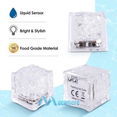 24x Waterproof Light Up LED Ice Cubes for Drinks Party Glowing Flashing Ice Cube