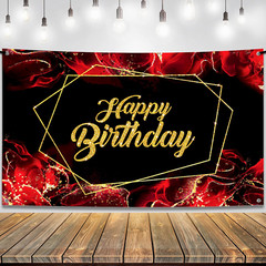 , Large Black and Red Happy Birthday Banner – 72X44 Inch | Red and Black Happy