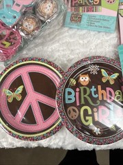 Hippie Chick Peace Owl Pink Brown Retro Birthday Party Kit Decorations Favors 16