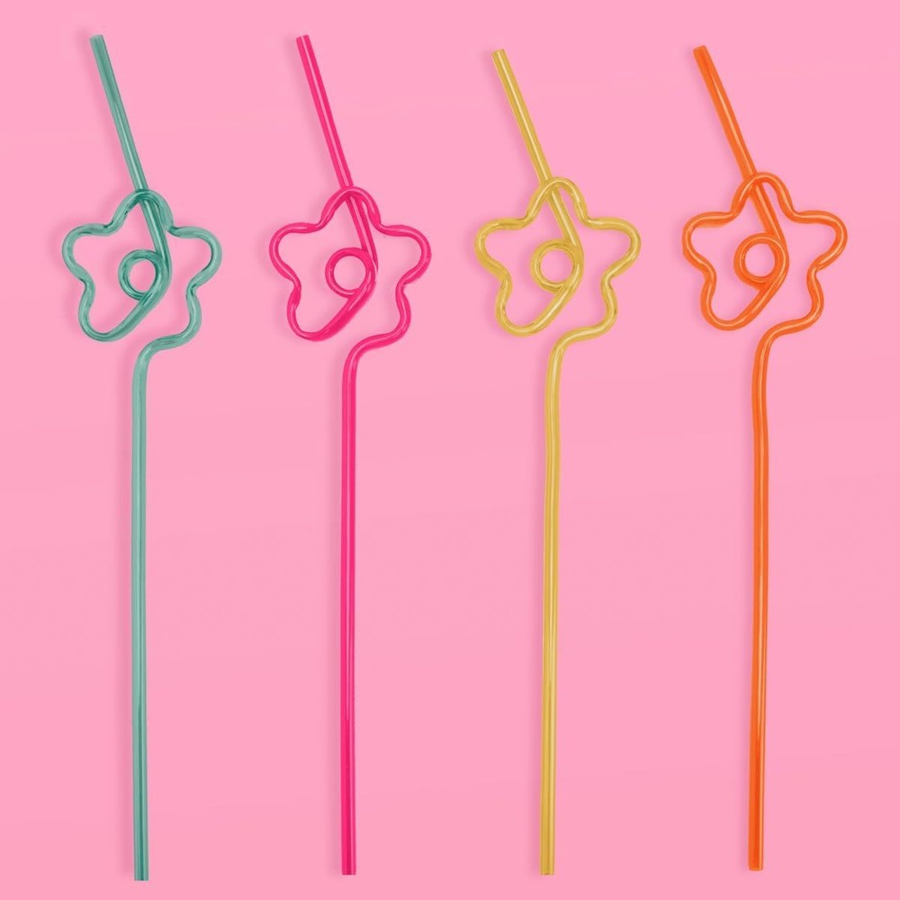 xo, Fetti Rainbow Flower Reusable Straw Set – 20 pc | One Size,