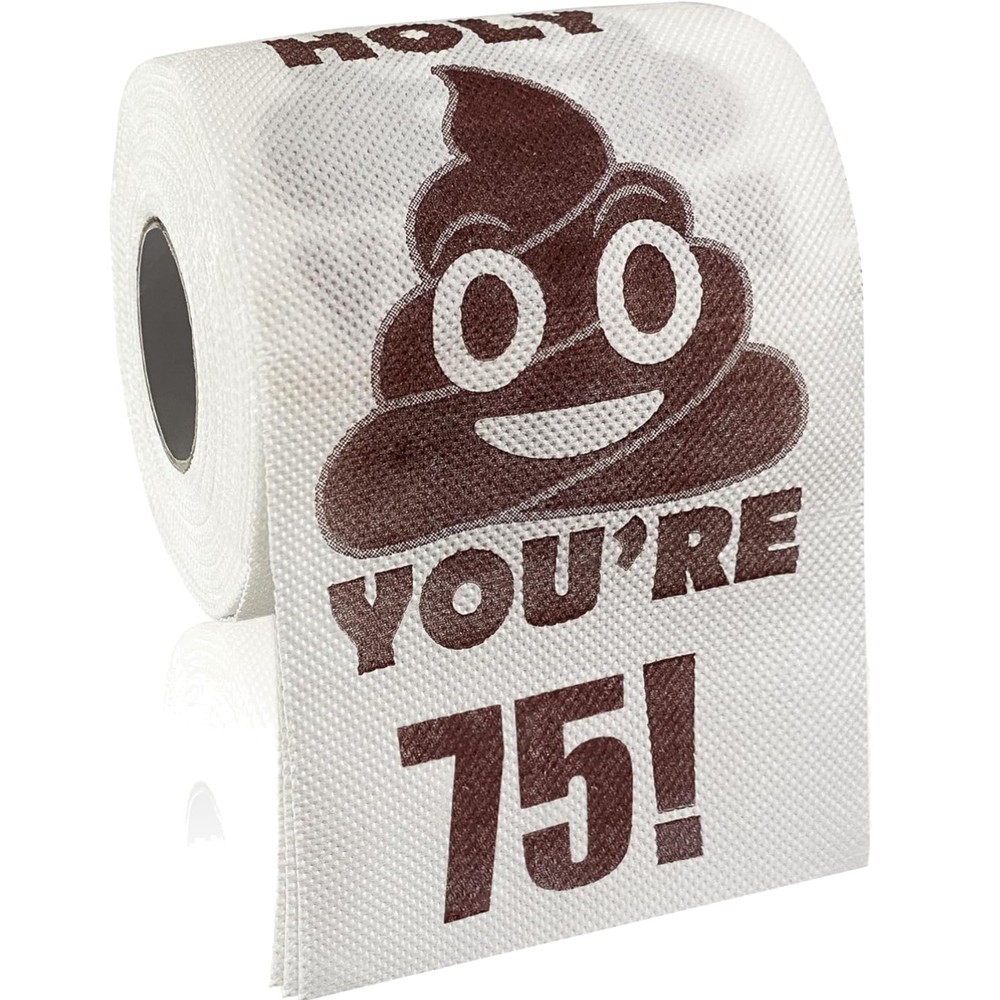 75th Birthday Decorations, Funny Toilet Paper Roll, 3-ply Bathroom Decor