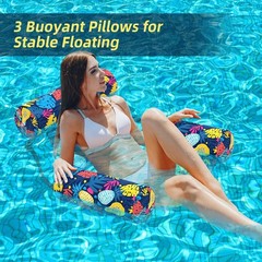Pool Floats Adult, 2 Packs Fabric Inflatable Hammock Pool Lounge Chairs, Blow…