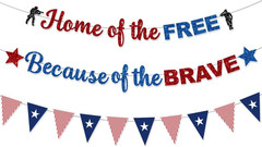 Pre-Strung Memorial Day Decorations Banner Thank You Veterans Days Glitter Blue
