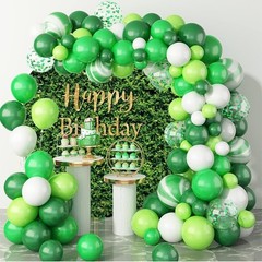 Happy Birthday Round Backdrop – Green Leaves Grass Wall Decor for Party, 6.5ft