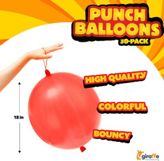 Giraffe 30 Pack Punch Balloons Valentines Party Favors for Kids- 18 Inches Large