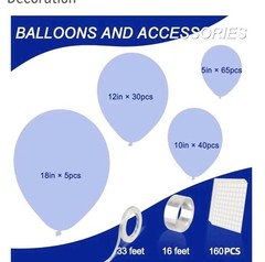 Metallic Silver Latex Balloon Arch Kit- 18, 12, 10, 5 Inch Assorted 139 Pieces