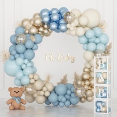 153pcs Dusty Blue Balloon Baby Shower Decorations for Boy, Blue Balloon Arch …