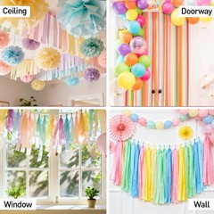 10 Rolls 5 Colors Pastel Crepe Paper Streamers Party Rainbow Backdrop DIY