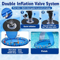 Inflatable Dog Pool Float with Sunshade Canopy and Rope, Floating Puppy Raft …