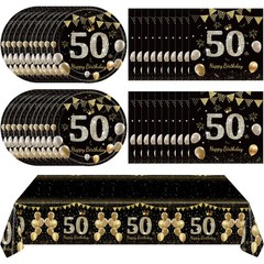 41Pcs 50th Birthday Decorations for Men Women, Black Gold 50 Year Old