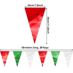 65FT White Green Red Glitter Triangle Pennant Banner Flag Metallic Bunting Fa…