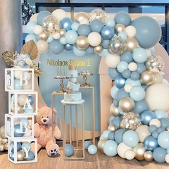 153pcs Dusty Blue Balloon Baby Shower Decorations for Boy, Blue Balloon Arch …