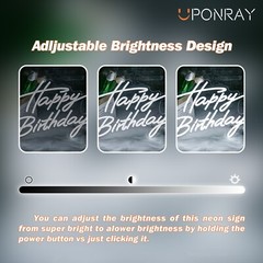 Happy Birthday Neon Signs, LED USB Neon Light for Party Wall Decor 40x32cm