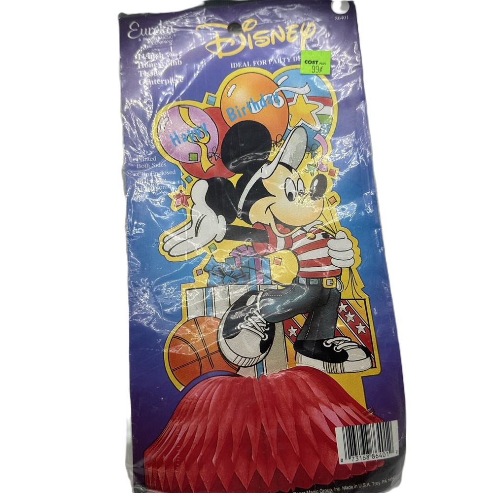 Vintage Disney Mickey Mouse Birthday Honeycomb Centerpiece 11 Inch Sports 90s