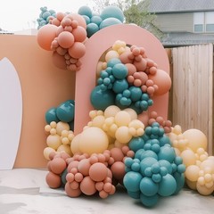 Boho Rainbow Balloons 60 Pcs Retro Teal Blue Blush Pink Dark Light Orange Yel…