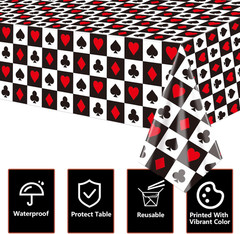 Casino Party Decorations – Poker Birthday Tablecloth, Rectangular Casino Plastic