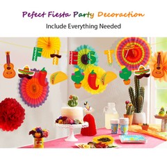 Mexican Themed Party Decorations Set Cinco de Mayo Paper Fan Banner Table Runner