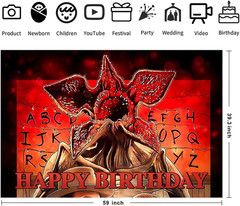 Stranger Demogorgon Happy Birthday Decorations Banner Backdrop Party (5x3ft)