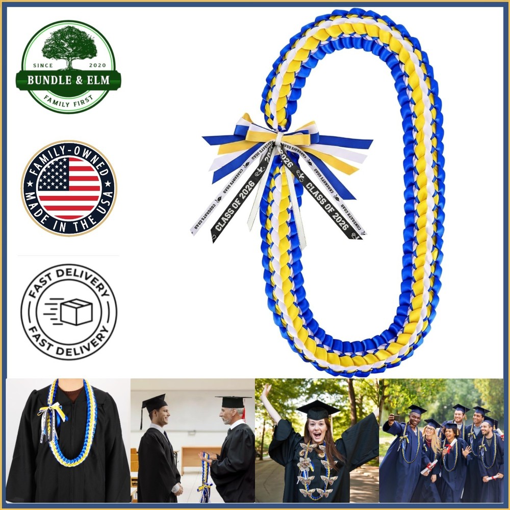 2026 Graduation Lei with Bright Ribbons, Adjustable Length for Party Accessories