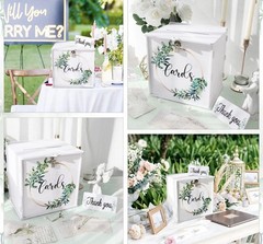 OurWarm Wedding Shower Reception PVC Gift Card Money Box with Slot, Lock & Key