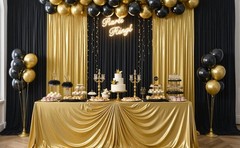 10ftx10ft Thick Gold Glitter Backdrop Curtain Panels for Parties, Wrinkle Sequin