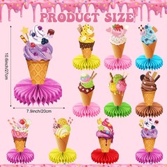 Faccito 10 Pcs Ice Cream Party Decorations 3D Ice Cream Drip Baseball Honeyco…