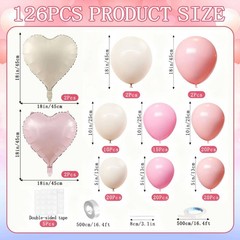 126PCS Pink White Balloon Arch Kit, Different Sizes 18 10 5 Inch Pink White S…