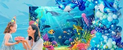 7x5ft Under the Sea Backdrop Little Mermaid Ocean Theme Party Decorations for