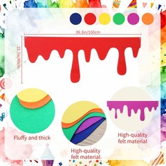 6 Pack Art Themed Party Table Skirts 40 x 16 Inches Colorful Felt Paint Splat…