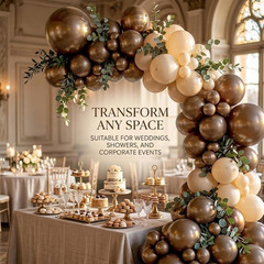 Dark Brown Balloons, 140Pcs 18 12 10 5 Inch Different Sizes Pack Party Latex Bal