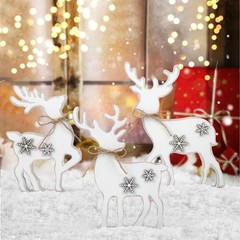 3Pcs Cute Christmas Tiered Tray Decor Indoor, Wooden Farmhouse Reindeer Chris…