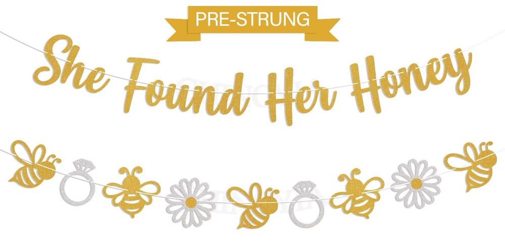 She Found Her Honey Banner – Bride to Bee Decor, Bumble Bee Diamond Ring Brid…
