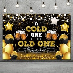 Beer Party Decorations,Black and Gold Happy Birthday 5ft x 3ft, Black,