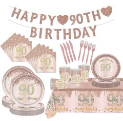 122 Pcs 90th Birthday Decorations for Women – Serves 20