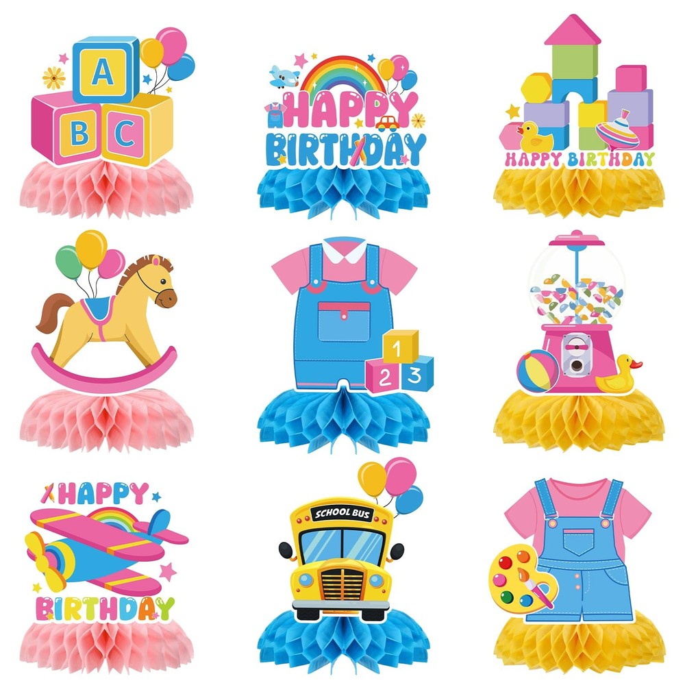 Rachell Teacher Party Decorations – 9Pcs Cartoon English Teachers Honeycomb C…