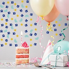 Double Digits 10 Confetti 100pcs Blue Glitter 10th Birthday Table Decoration