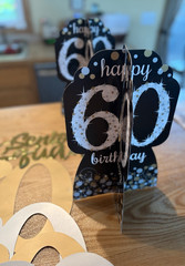 60th BIRTHDAY DECORATIONS – Black/Gold/Silver – 12 Pieces