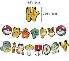 Pokemon Theme Birthday Party Decorations Balloons Banner Cake Toppers