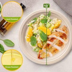 Paper Plates 10 Inch Bulk, 50 Pack Compostable, Eco Friendly Heavy Duty, Made…