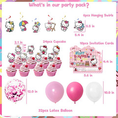 Cute Birthday Party Decorations Set – Pink Cartoon Theme Party Supplies Includes