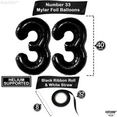, Giant Black 33 Balloon Numbers – 40 Inch | 33 Birthday Balloons, 33 Birthda…