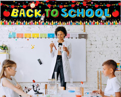Back to School Decorations Backdrop Banner Backdrop Black Welcome First Day of S