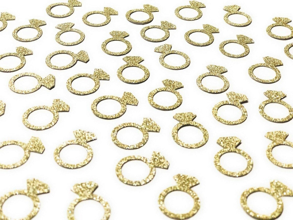 50 X Gold Engagement Ring Table Confetti/Scatter, Bachelorette Party Decorations