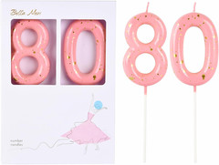 2.76 Inch Classical Pink Gold 3 Number Birthday Candles, Gold & Cake Number Cand