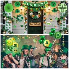 103 PCS St. Patrick’s Day Decorations Kit Party Supplies Set, Shamrock Green